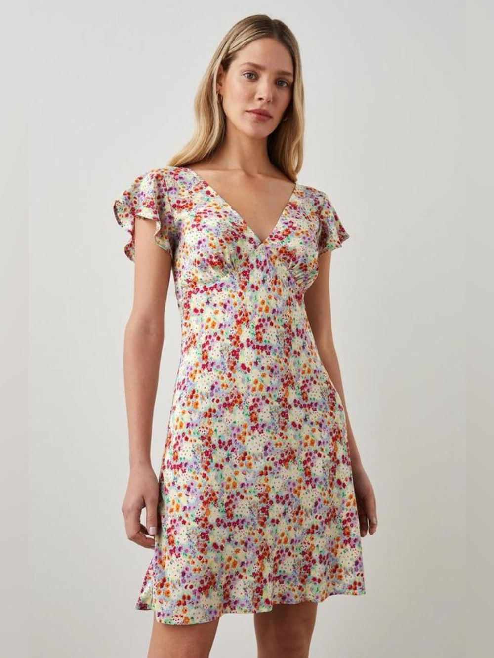Rails Gigi Fleur Print V Neck Flutter Sleeve Dress